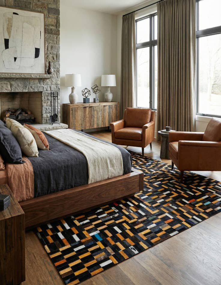 Detail image of  5' x 7' 11 Cowhide - Patchwork Rug