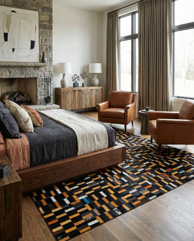 Detail image of 5' x 7' 11 Cowhide - Patchwork Rug