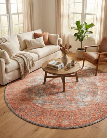 Terracotta Modern Classical Round Rug