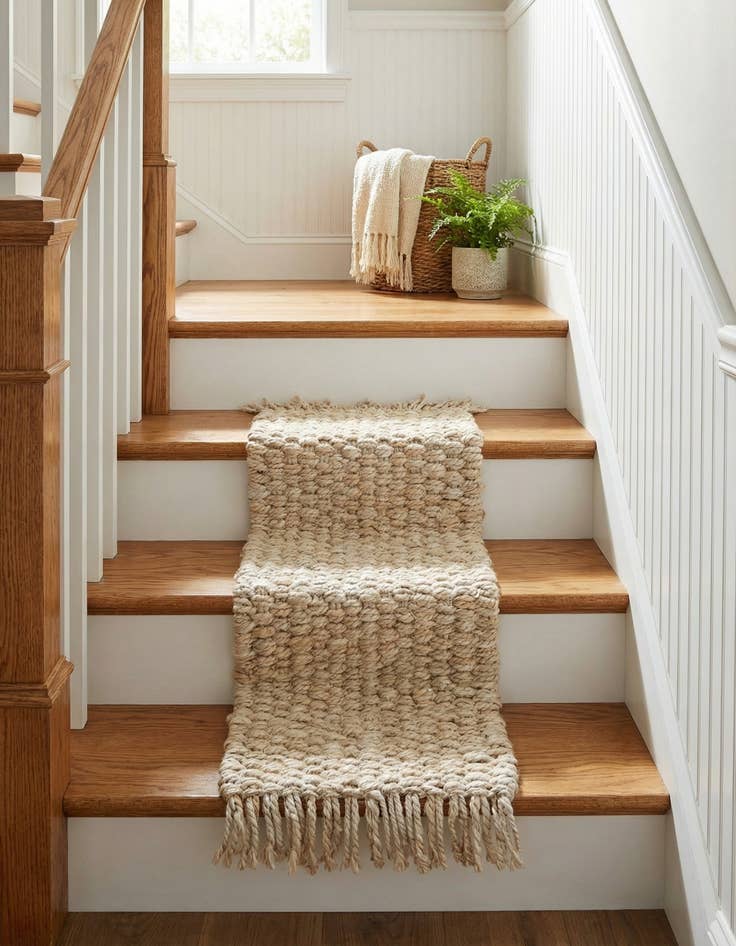 Detail image of  0' 9 x 2' 6  Hand Woven Chunky Jute Stair Rug