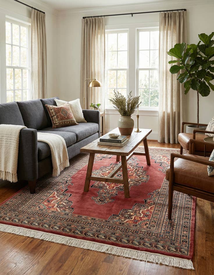 Detail image of  4' 4 x 5' 11  Hand Knotted Bokhara Oriental Rug