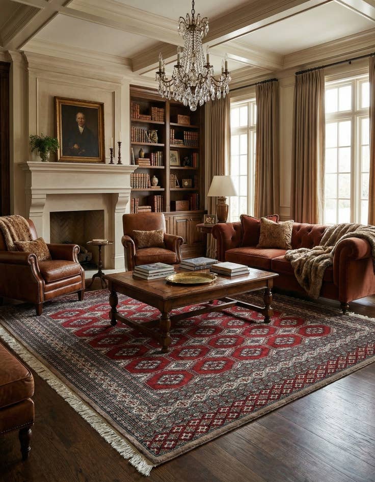 Detail image of 8' 4 x 8' 5  Hand Knotted Bokhara Oriental Wool Square Rug