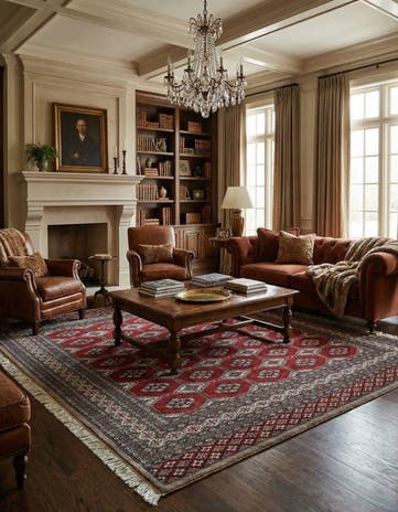 8' 4 x 8' 5 Hand Knotted Bokhara Oriental Wool Square Rug