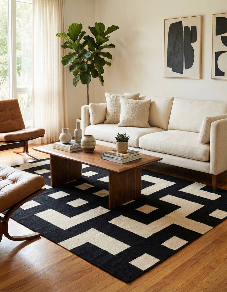 Detail image of 5' 9 x 7' 10  Hand Woven Kilim Modern Wool Rug