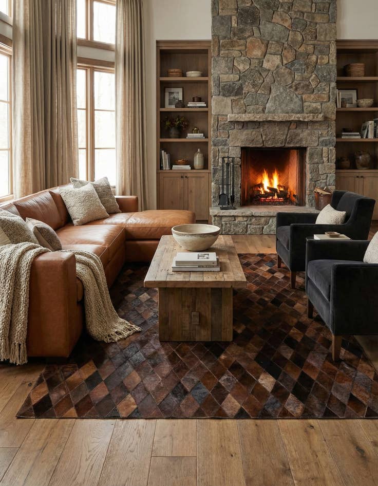 Detail image of 5' 7 x 7' 11 Cowhide Stocks Rug