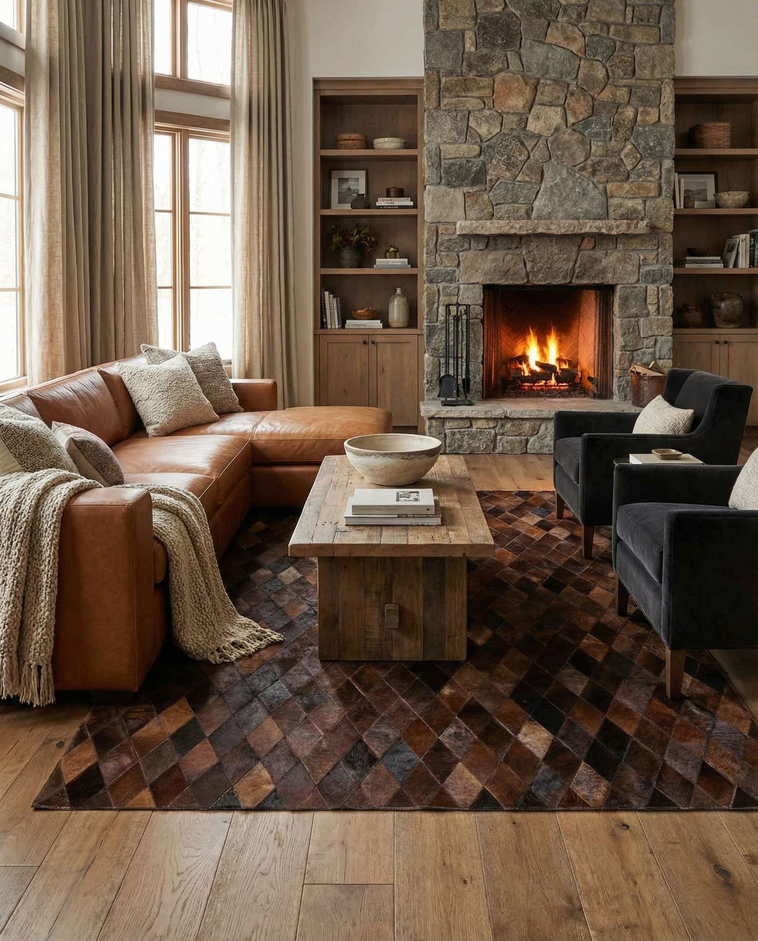 5' 7 x 7' 11 Cowhide Stocks Rug