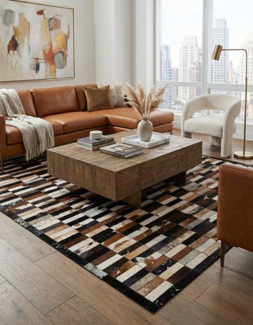 5' 3 x 8' 2 Cowhide - Patchwork Rug