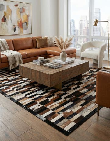 5' 3 x 8' 2 Cowhide - Patchwork Rug