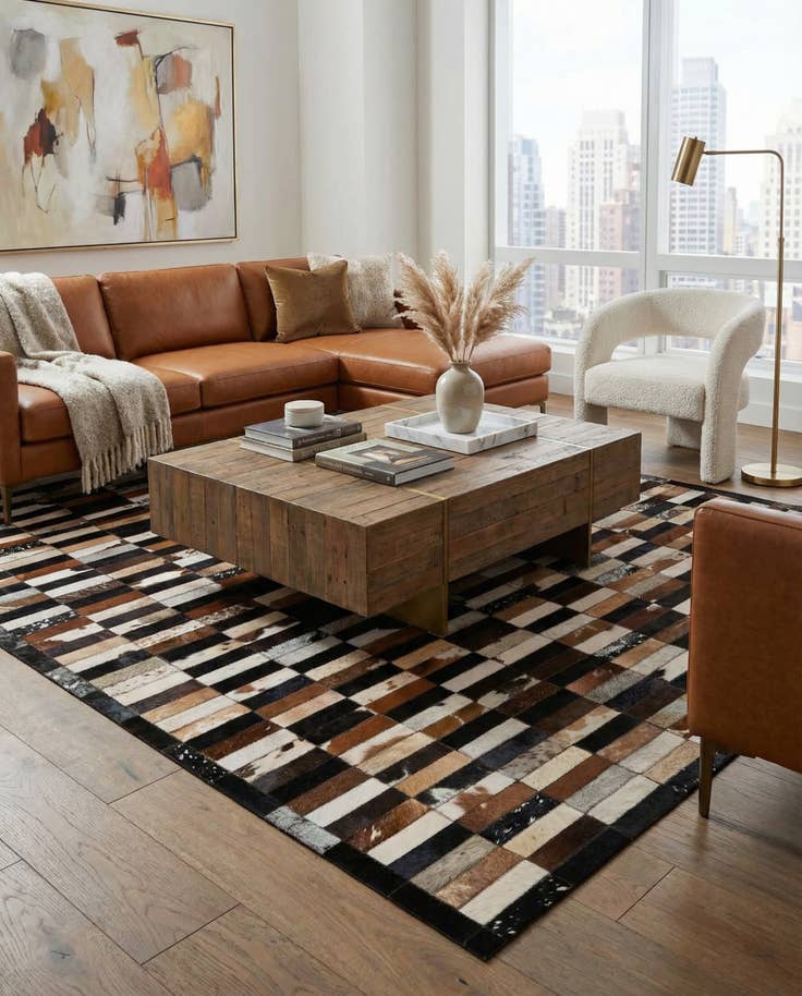Detail image of 5' 3 x 8' 2 Cowhide - Patchwork Rug