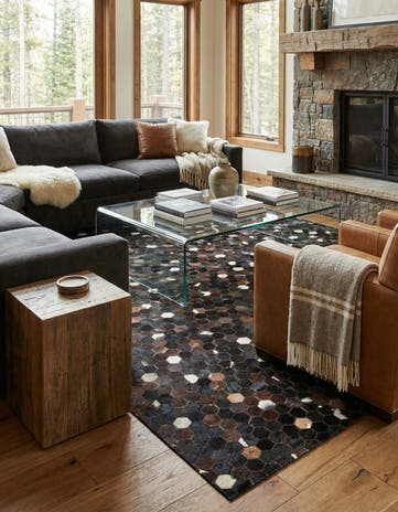 5' x 7' 10 Cowhide Leather Rug