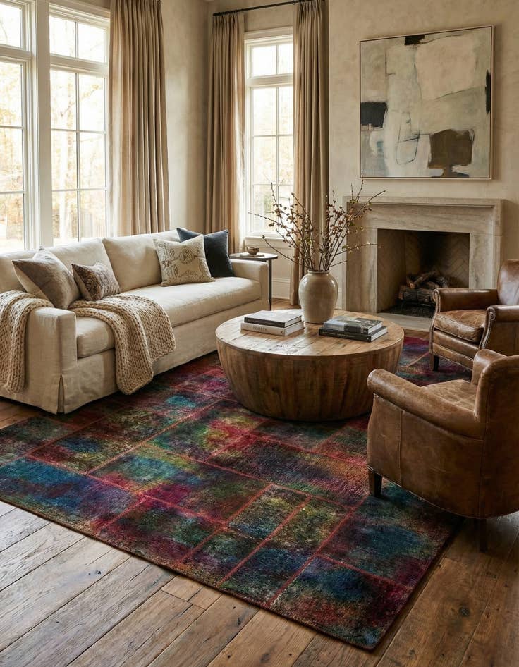 Detail image of 6' 8 x 10'  Hand Knotted Ultra Vintage Persian Wool Rug