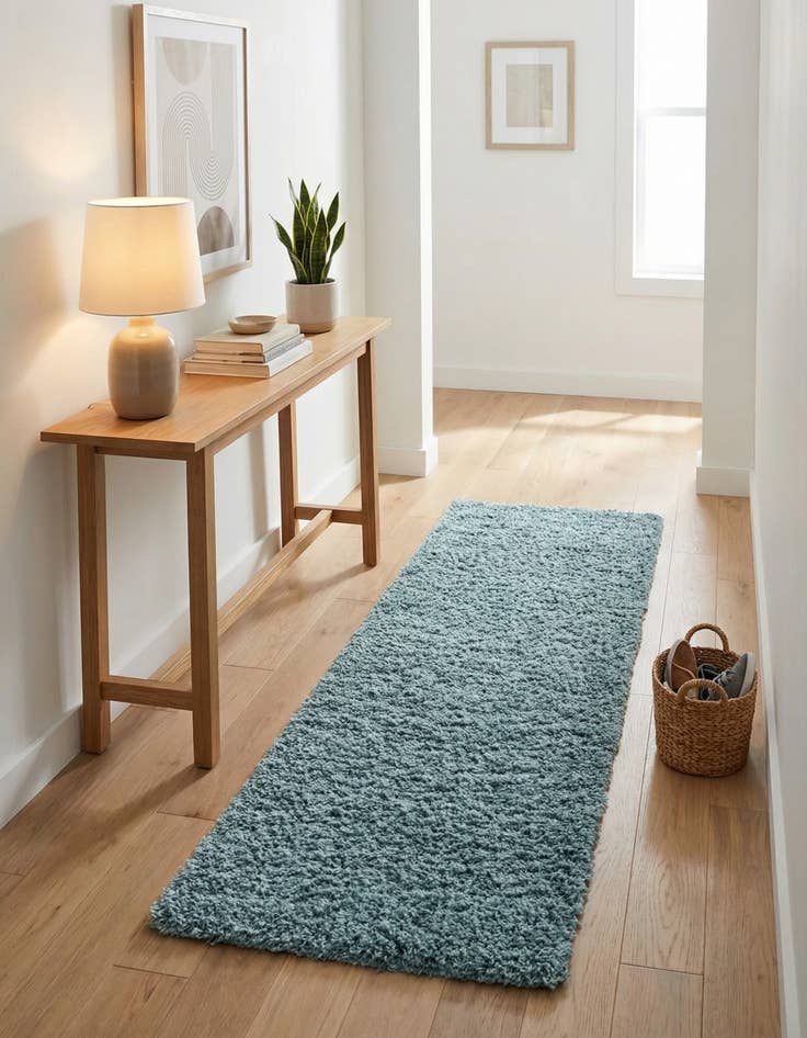 Detail image of 2' x 6' 5 Solid Shag Runner Rug