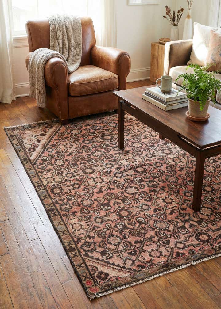 4' 1 x 4' 10 Hand Knotted Ultra Vintage Persian Wool Square Rug