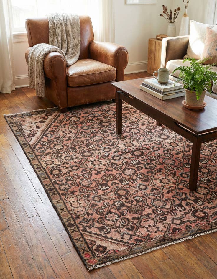 Detail image of  4' 1 x 4' 10  Hand Knotted Ultra Vintage Persian Wool Square Rug