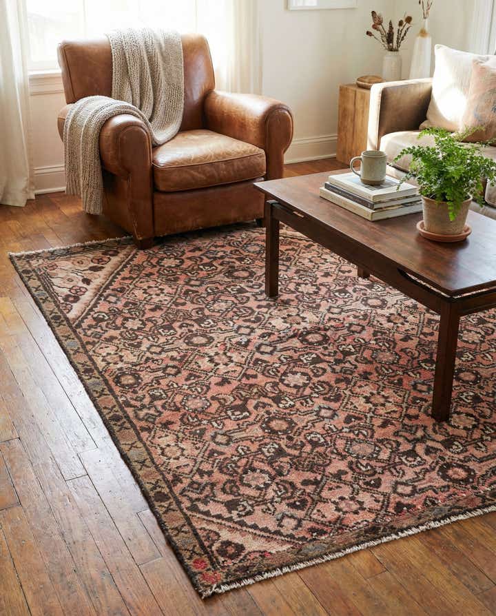 4' 1 x 4' 10 Hand Knotted Ultra Vintage Persian Wool Square Rug