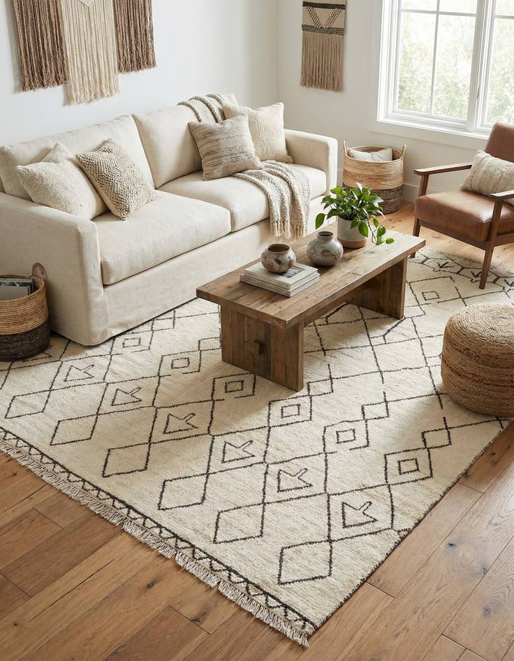 Detail image of  8' 3 x 9' 7  Hand Knotted Moroccan Wool Rug