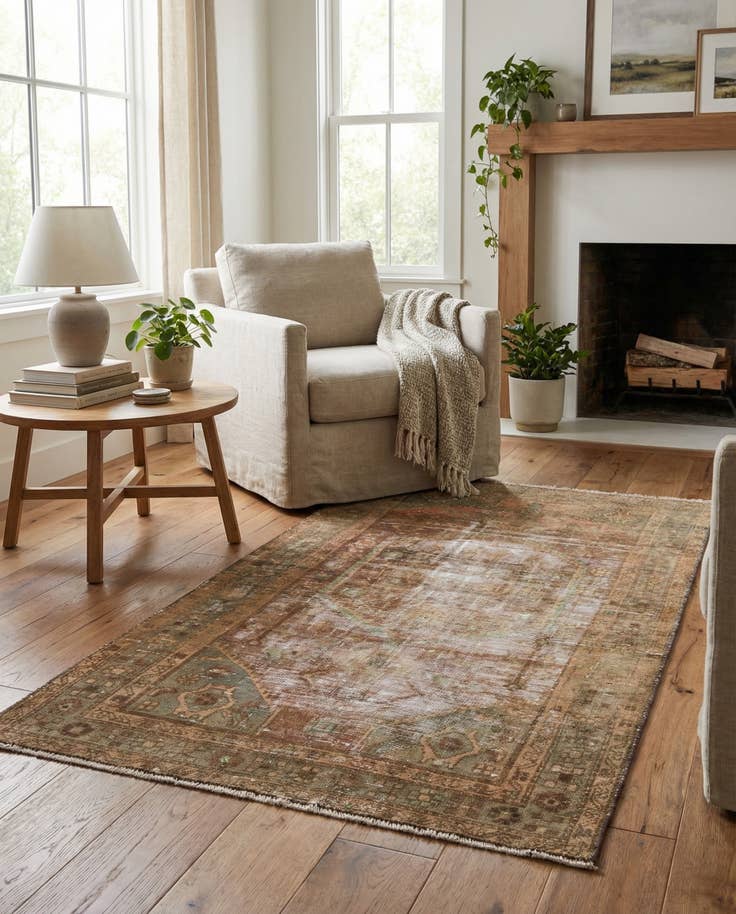 Detailansicht von 105cm x 190cm Handgeknüpft Ultra Vintage Persisch Wolle Teppich