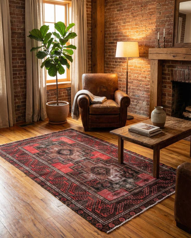 Detail image of 3' 8 x 6' 10 Hand Knotted Ultra Vintage Persian Wool Rug