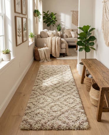  2' x 8' Lattice Shag Runner Rug