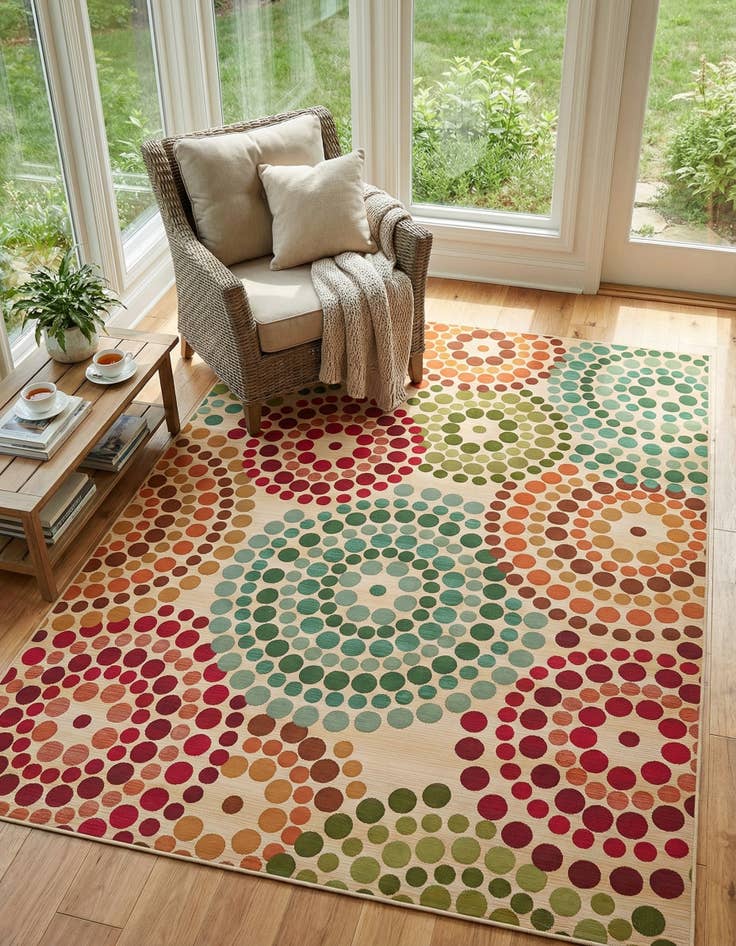 Detail image of 8' x 11' 4  Washable Modern Indoor / Outdoor Rug