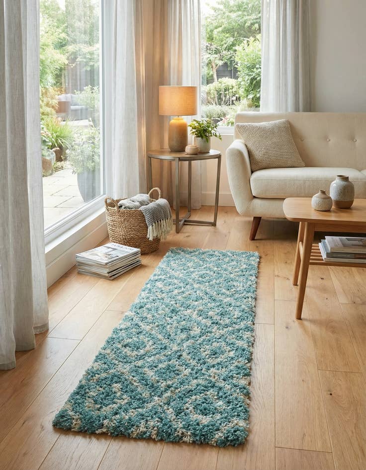 Detail image of 2' x 5' Trellis Shag Runner Rug
