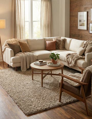 Taupe Solid Shag Rug