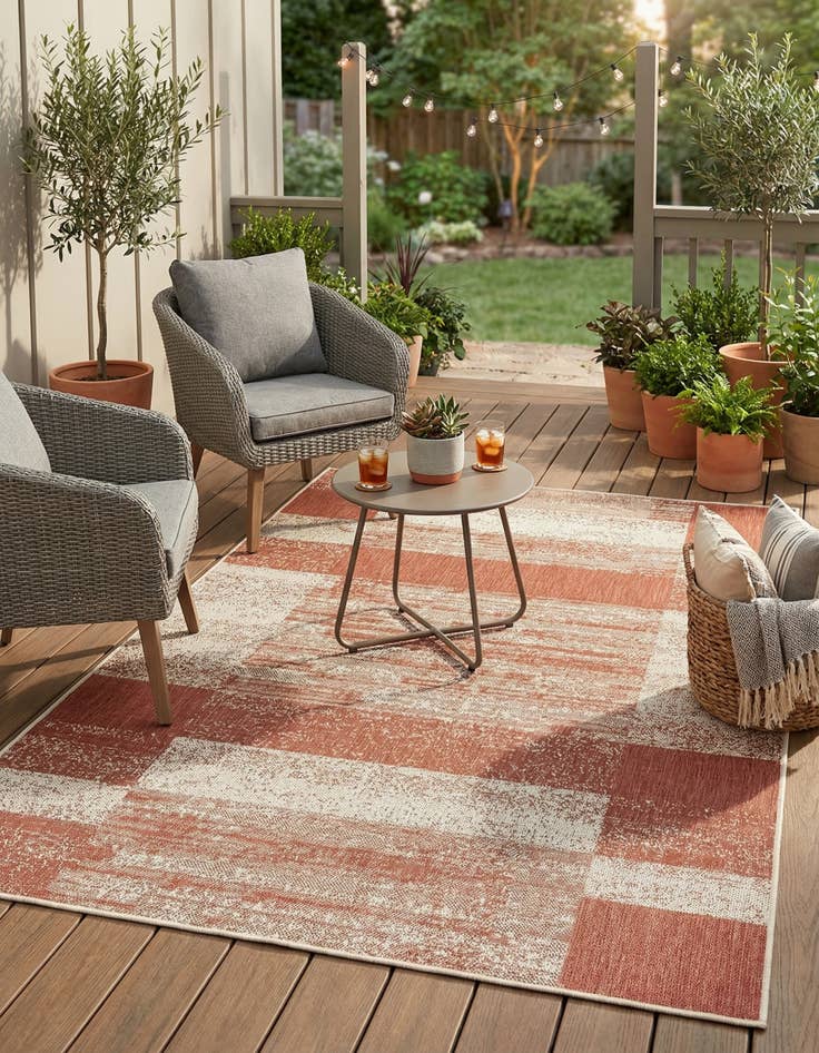 Detail image of 5' 3 x 7' 7  Washable Modern Indoor / Outdoor Rug