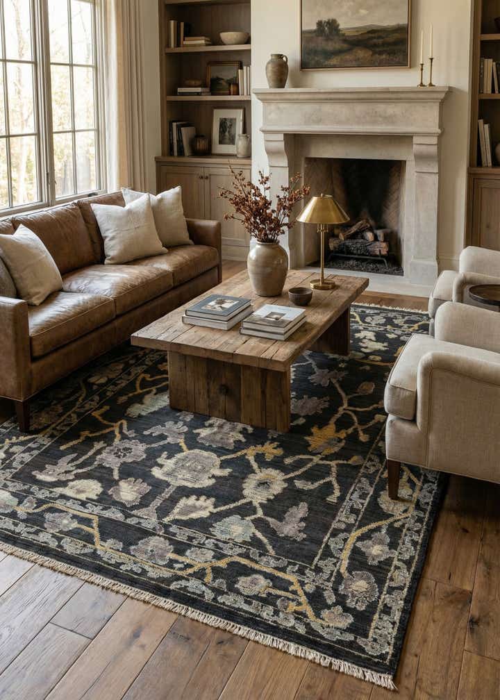 8' x 10' 5 Hand Knotted Oushak Wool Rug