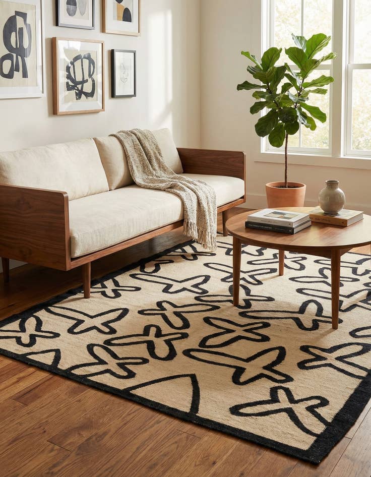 Detail image of 5' 2 x 6' 5  Hand Woven Kilim Modern Wool Rug