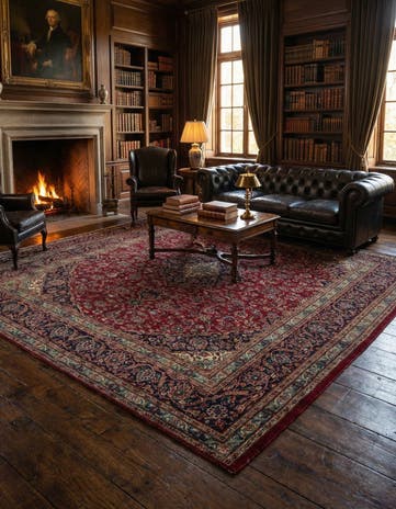 9' 7 x 12' 9 Hand Knotted Mashad Persian Wool Rug