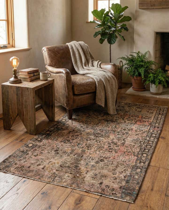 3' 7 x 6' Hand Knotted Ultra Vintage Persian Wool Rug
