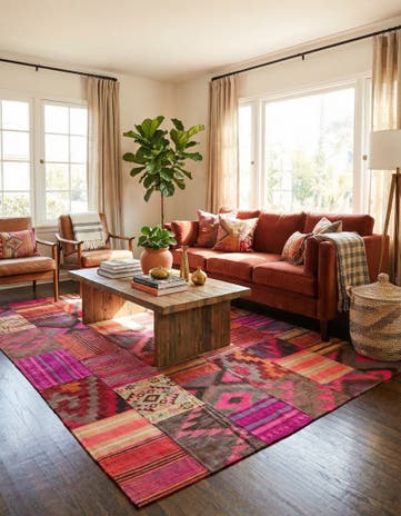 6' 8 x 10' 2 Hand Woven Kilim Patchwork Wool Rug