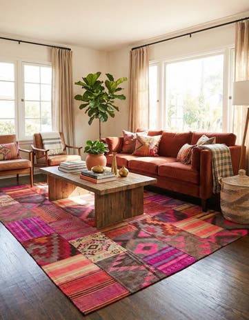 6' 8 x 10' 2 Hand Woven Kilim Patchwork Wool Rug