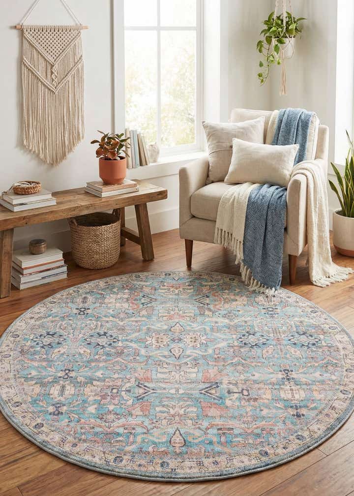 4' x 4' Washable Nostalgia Round Rug