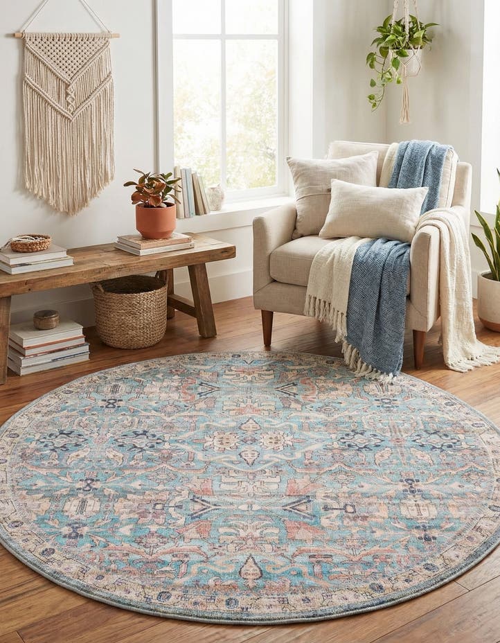 4' x 4' Washable Nostalgia Round Rug