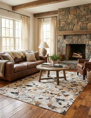 5' x 8' 1 Cowhide Leather Rug