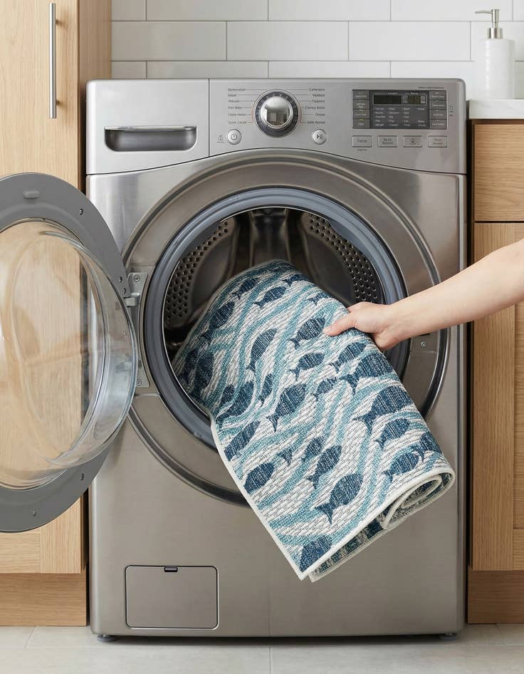 Detail image of 2' x 8'  Washable Coastal Indoor / Outdoor Runner Rug