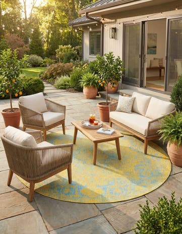 10' 8 x 10' 8 Easy-Clean Jill Zarin Dubai Indoor / Outdoor Round Rug