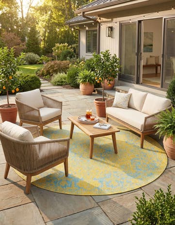 10' 8 x 10' 8 Easy-Clean Jill Zarin Dubai Indoor / Outdoor Round Rug