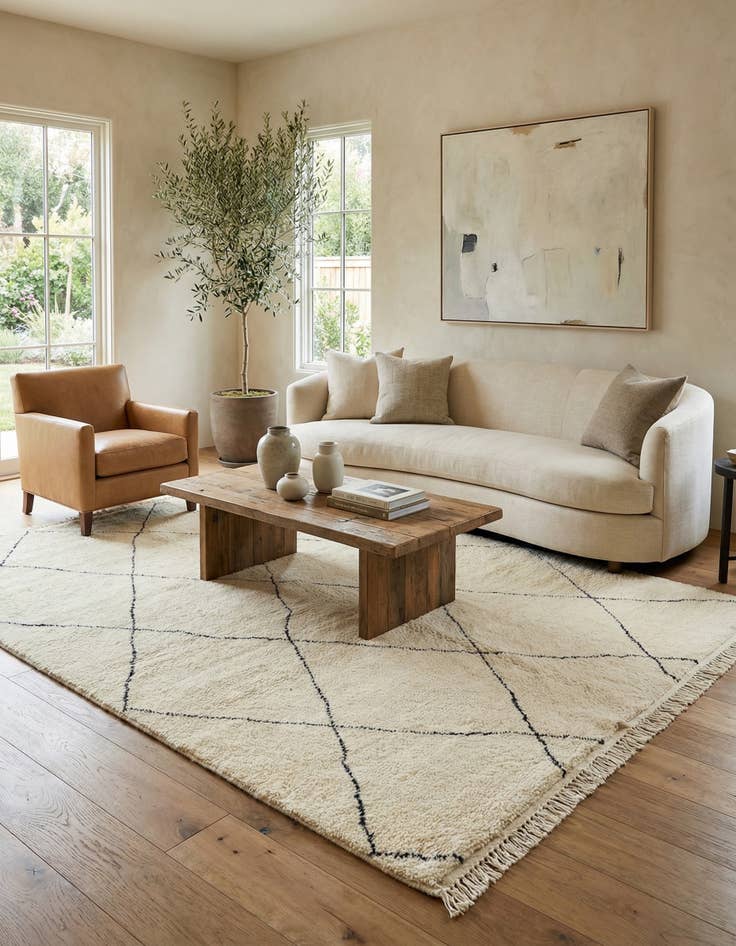 Detail image of  6' 8 x 9' 4  Hand Knotted Moroccan Wool Rug