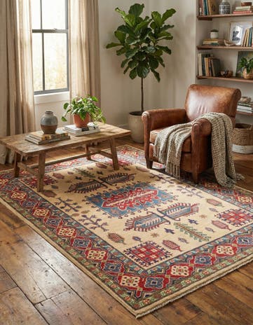5' 7 x 7' 9 Hand Knotted Kazak Rug