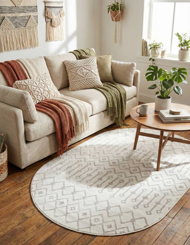 Detail image of  4' x 6' Bohemian Trellis Oval Rug