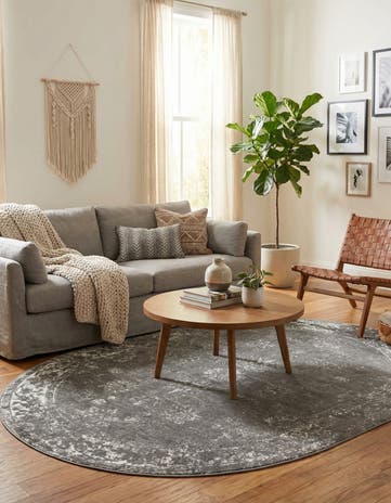 Dark Gray Monte Carlo Oval Rug
