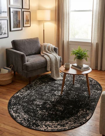 Black Monte Carlo Oval Rug