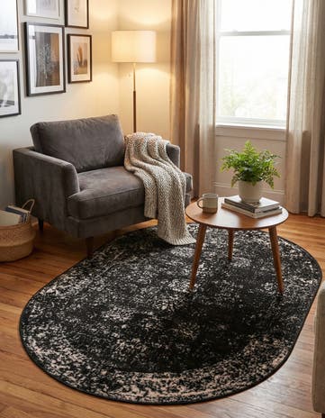 Black Monte Carlo Oval Rug