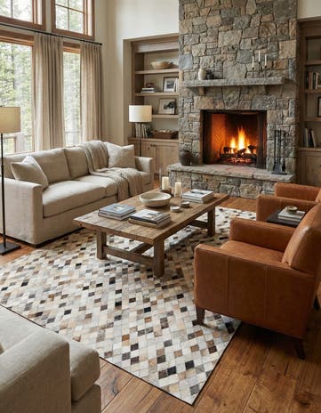 5' 6 x 8' Cowhide Stocks Rug
