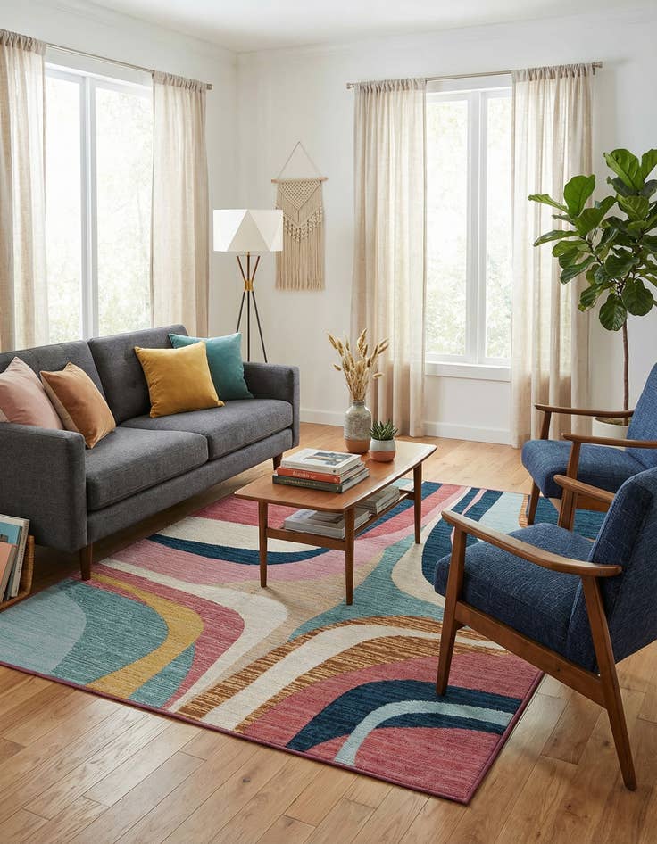 Detail image of  4' x 6'  Washable Modern Indoor / Outdoor Rug