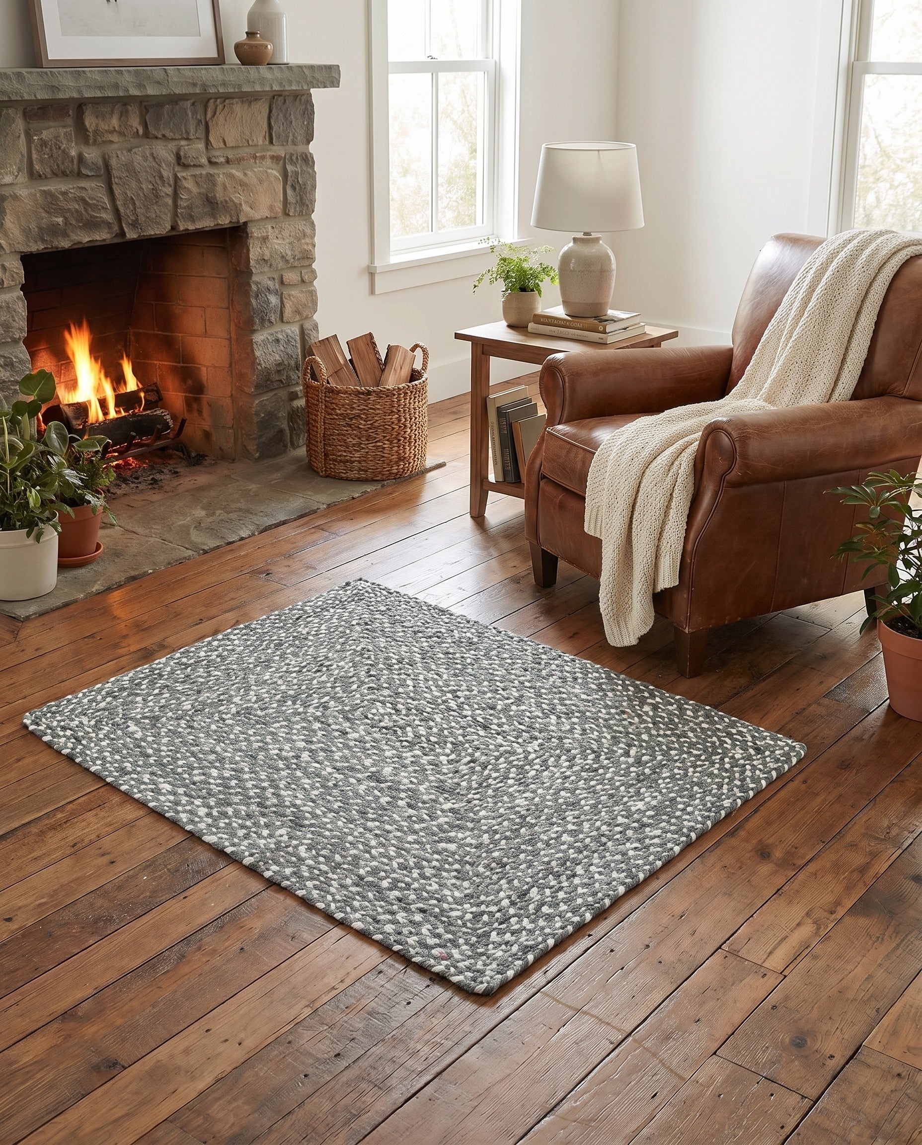 4' 1 x 5' Handmade Braided Chindi Rug