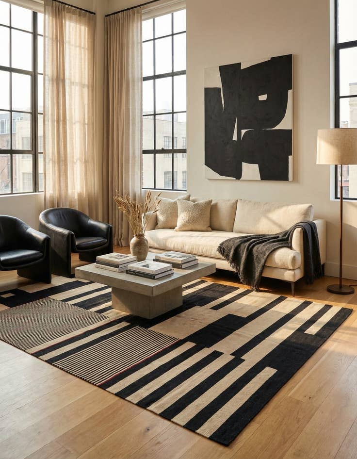 Detail image of 7' x 10'  Hand Woven Kilim Modern Wool Rug