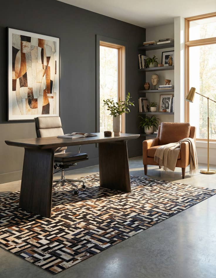 Detail image of  5' 1 x 8' Cowhide - Patchwork Rug